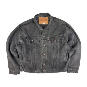 Vtg Levi's 70598 Trucker Jacket Men's XL Black Denim 90s Faded Wash
